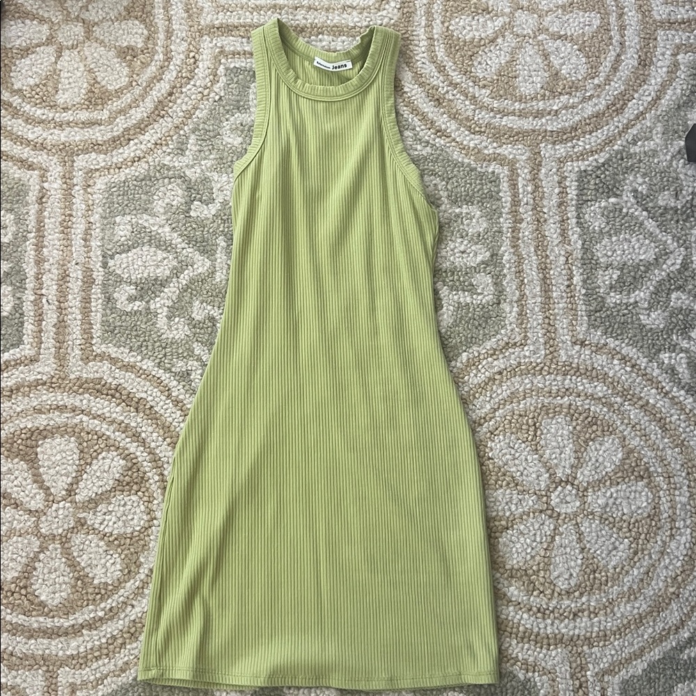 Reformation Lime Ribbed Mini Dress